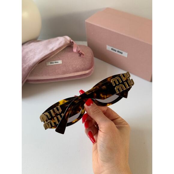 NEW Miu Miu MU11WS Tortoise Brown Oval Thick Rim Sunglasses main image 8